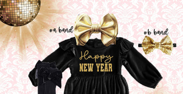 Baby Girl New Year Outfit: 2026 Velvet Romper, Bow Headband & Socks