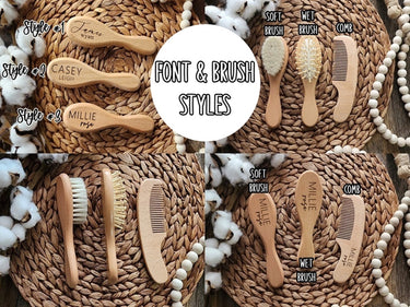 Baby Hair Brush | Personalized newborn engraved Wooden Comb
