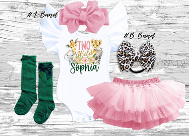 Two Wild Birthday Outfit: Tutu Bloomer Set with Headband & Socks