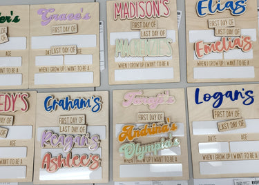 Personalized First Day of School Sign: Reusable White Board, Interchangeable Names, Dry erasable