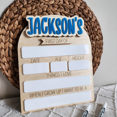 Personalized First Day of School Sign: Reusable Dry Erase Board