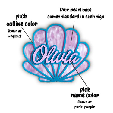 Mermaid Shell Baby Name Sign: Personalized Laser Cut Acrylic Nursery Decor