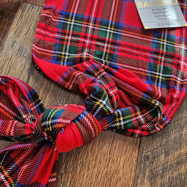 Christmas Tartan Plaid Bamboo Baby Knotted Gown: Unisex Holiday Outfit