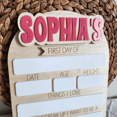 Personalized First Day of School Sign: Reusable Dry Erase Board, Made in USA