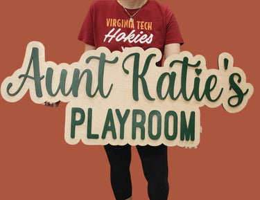 Custom Wood Name Sign: Layered Nursery decor, cut painted letters