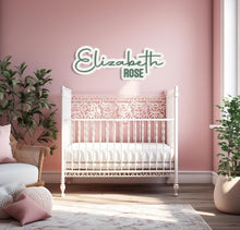 Custom Wood Name Sign: Layered Nursery decor, cut painted letters