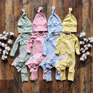 Bamboo Baby Romper Set: Newborn Preemie Outfit with Hat & Headband