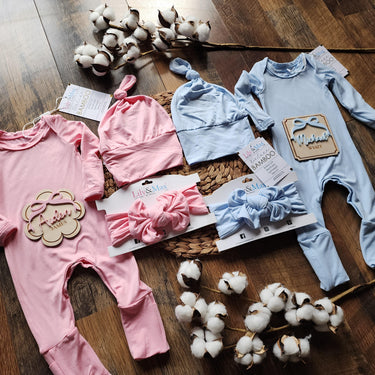 Bamboo Baby Romper Outfit: Newborn Take Home Set with Hat & Headband