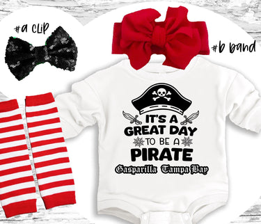 Gasparilla Pirate Baby Outfit: Personalized Romper, Bow Clip & Headband