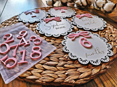 Engraved Baby Announcement Sign: Coquette Bow, Hospital Photo Prop