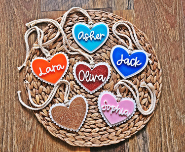 Personalized Heart Name Tag: Engraved Acrylic Valentine's Day Gift