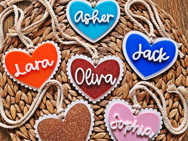 Personalized Heart Name Tag: Engraved Acrylic Valentine's Day Gift