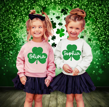 Personalized Glitter Shamrock St. Patrick's Day Sweatshirt