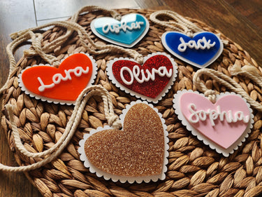Personalized Heart Name Tag: Engraved Acrylic Valentine's Day Gift
