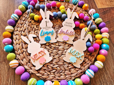 Personalized Easter Basket Tag: Wooden Bunny Name Tag