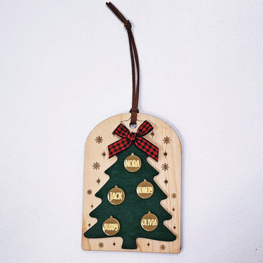 Personalized Family Christmas 2025 Ornament, Engraved tree Birch Wood Holiday tree Keepsake