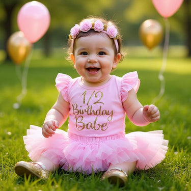 1/2 Birthday Babe Outfit, pink and gold smash cake girls outfit