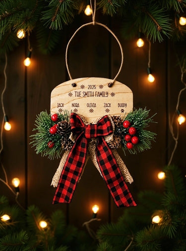 Personalized Family Christmas 2025 Ornament, Engraved 3D pine Birch Wood Holiday tree Keepsake
