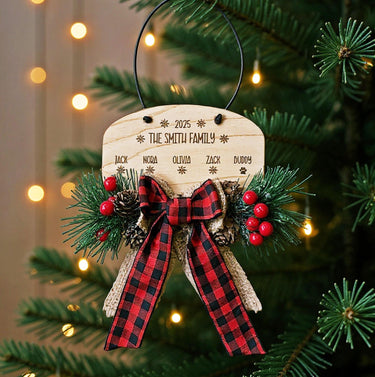 Personalized Family Christmas 2025 Ornament, Engraved 3D pine Birch Wood Holiday tree Keepsake