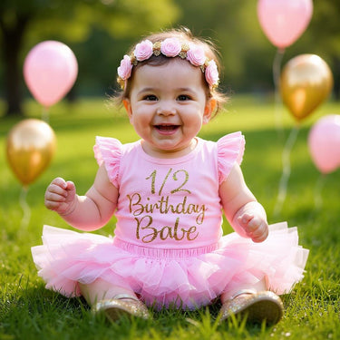 1/2 Birthday Babe Outfit, pink and gold smash cake girls outfit