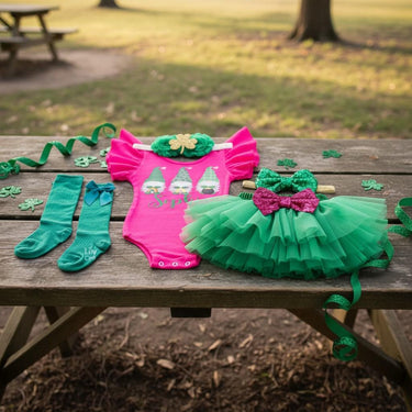 Baby's First St. Patrick's Day Outfit, Gnomes Leotard Tutu Bloomer Set