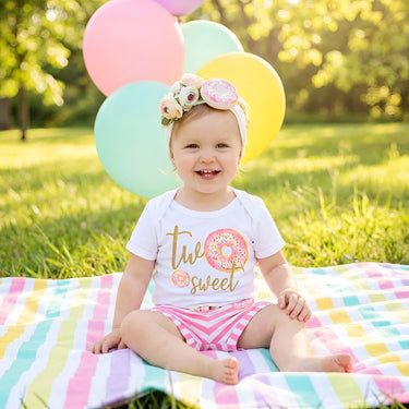 Two Sweet Donut Birthday Outfit: Girl's Second Birthday Set