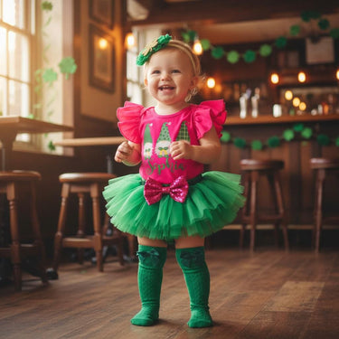 Baby's First St. Patrick's Day Outfit, Gnomes Leotard Tutu Bloomer Set