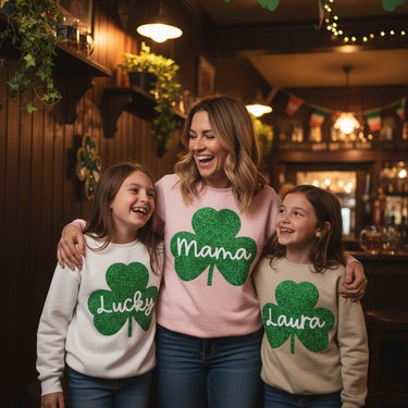 Personalized Glitter Shamrock St. Patrick's Day Sweatshirt