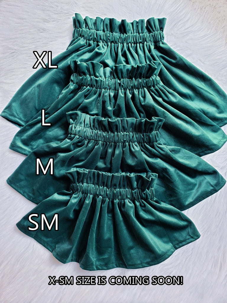 Green velvet skirt